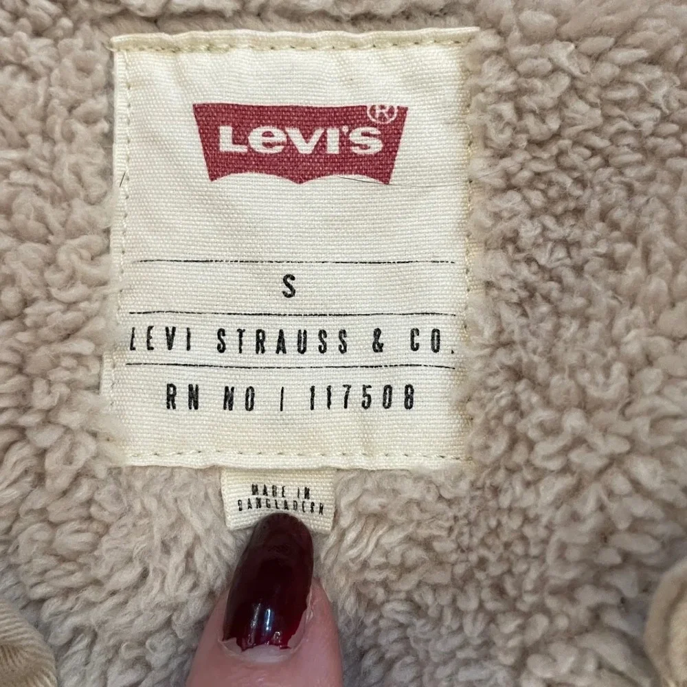 Levi Shirt Jacket Mens S Tan Cotton Sherpa Lined Utility Work Shacket 3LYLW7252